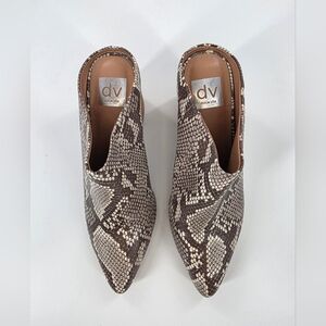 Dolce Vita Snake Print Mules - Cream and Brown